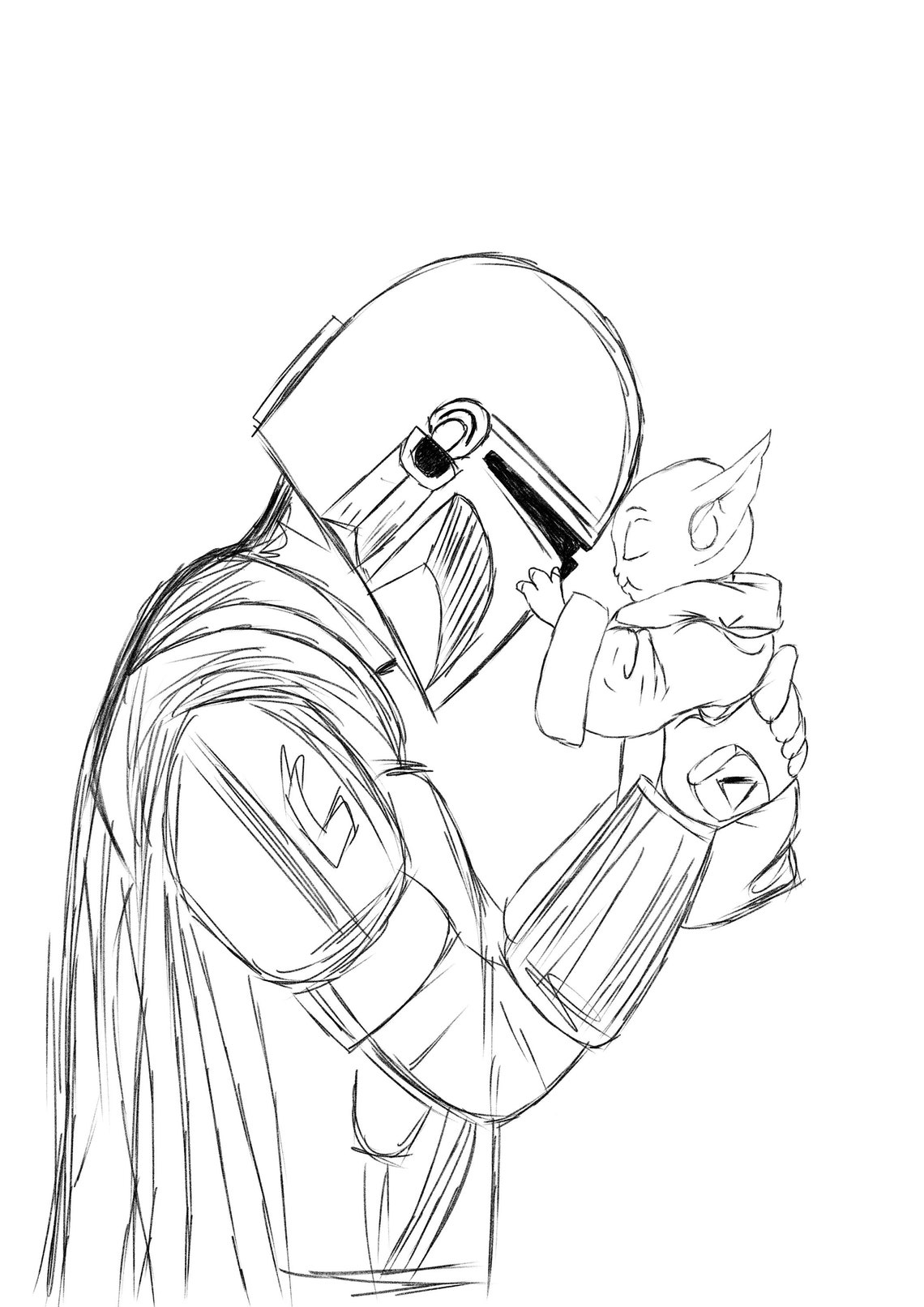 Mandalorian and Grogu Drawing Etsy