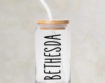 Bethesda Reusable Glass Can -- Iced Drink Cup, Glass Can 16oz