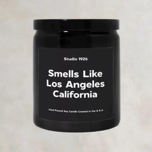 Los Angeles California Candle Ceramic, California Candle Gift, Los Angeles Black Candle, 8oz