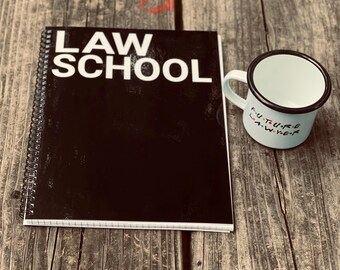 8.5 x 11 Law School Notebook Softcover Spiral, Law School Gift, Law School, Law Student, Future Lawyer, Metal Spiral Options: Black or Gold