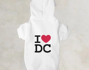 I Love DC Pet Hoodie -  Small Breed