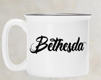 Bethesda Camp Mug, Retro Maryland Cup, Vintage Mug 13oz