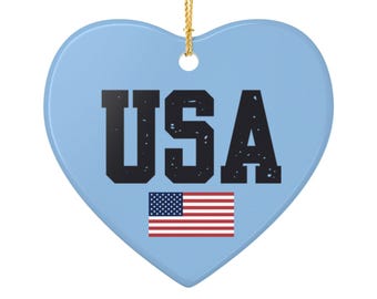 USA American Flag Ornament, Ceramic Decoration Ornament, (1pc)