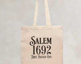 Salem 1692 They Missed One Cotton Tote Bag - Witchy Halloween Print Everyday Canvas Tote