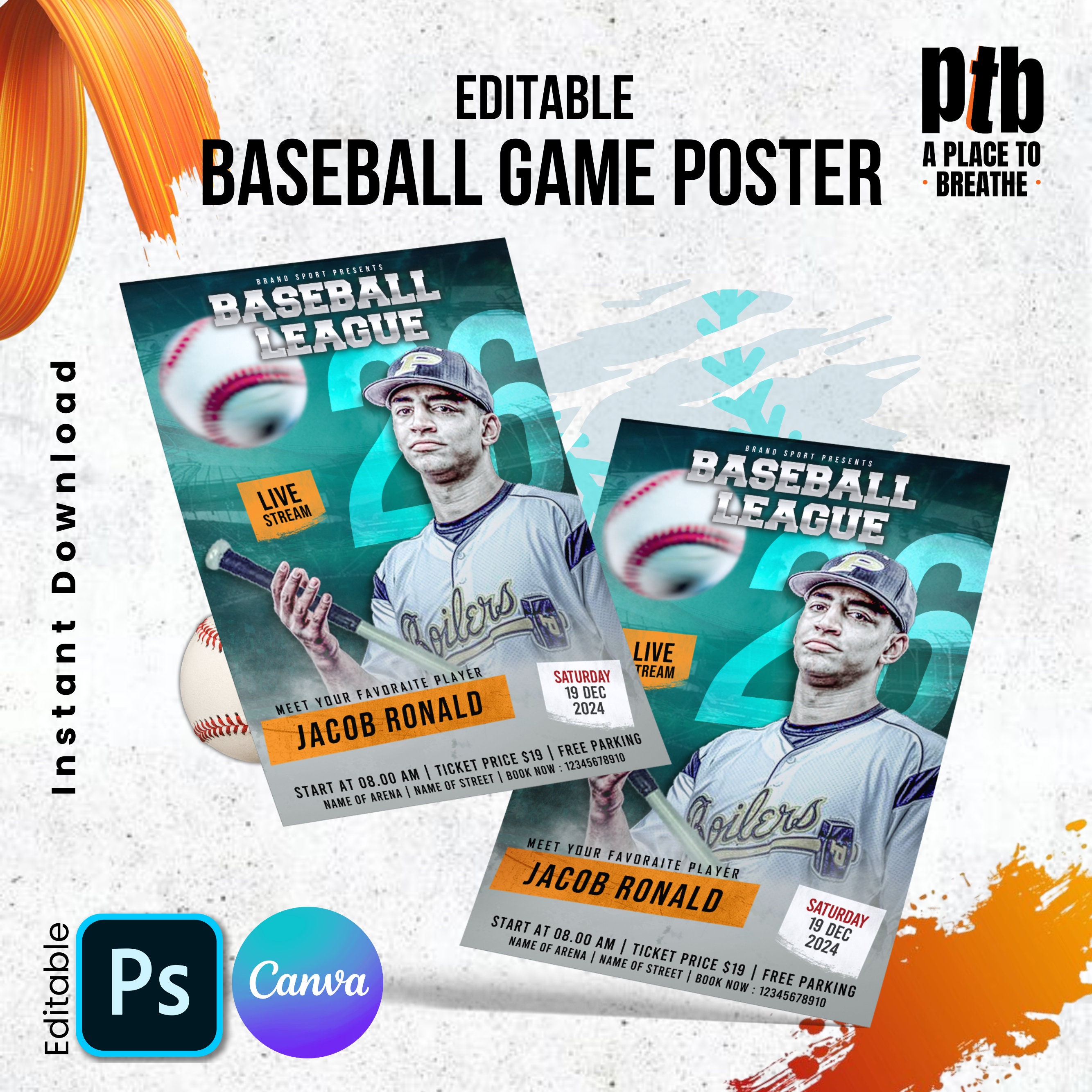 Photoshop Softball Poster Template, Sports Poster Psd Template, Senior ...