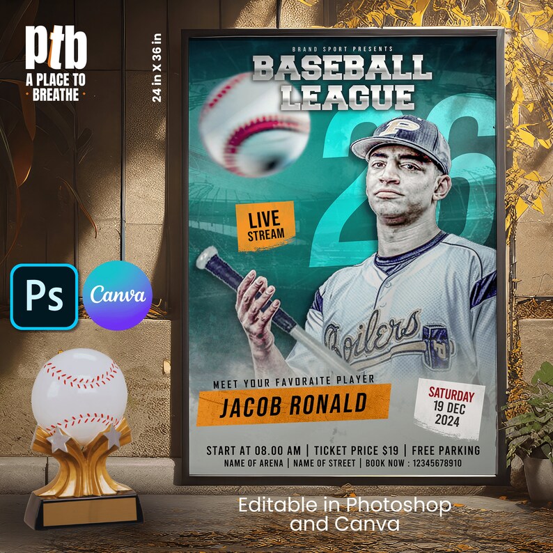 Photoshop Softball Poster Template, Sports Poster Psd Template, Senior ...