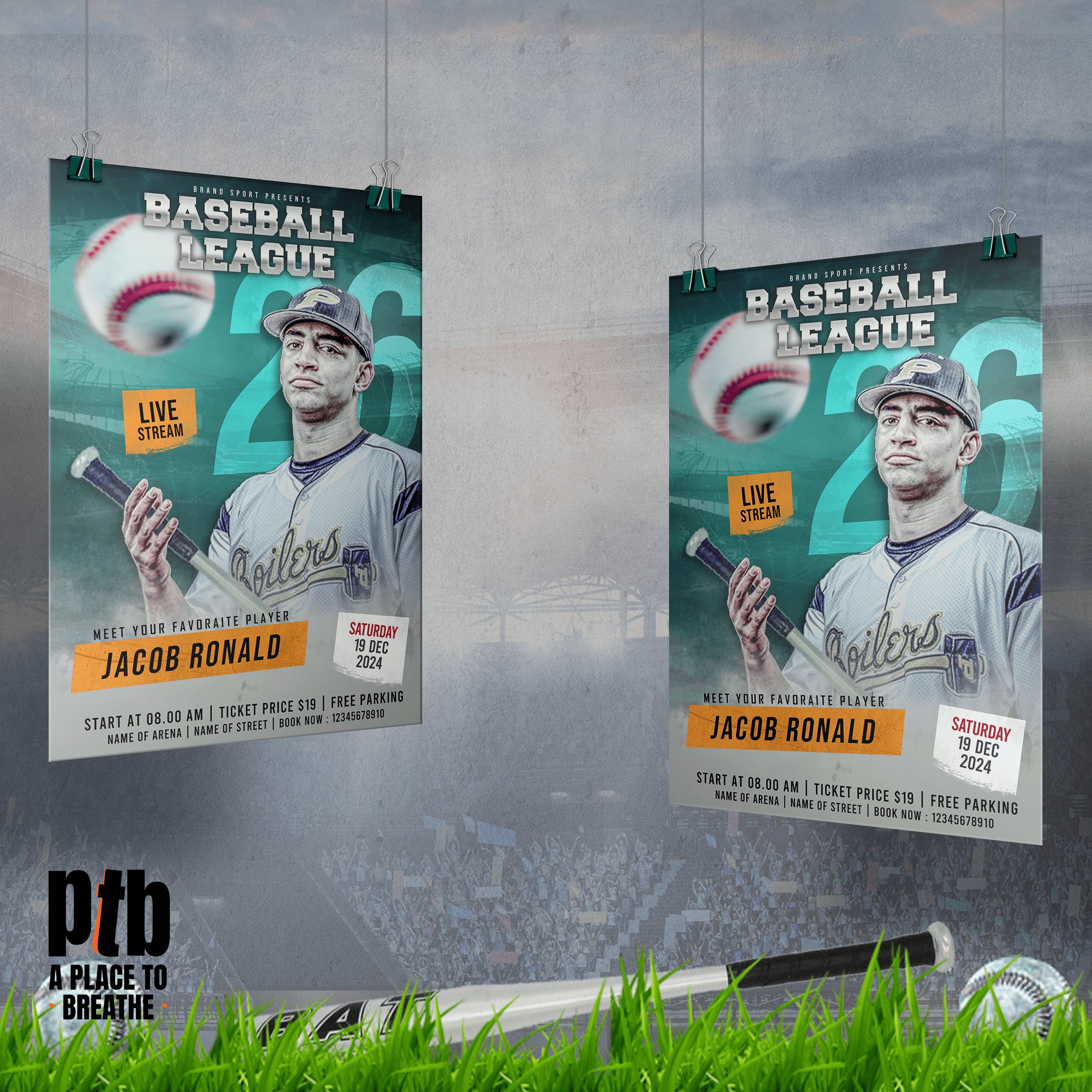 Photoshop Softball Poster Template, Sports Poster Psd Template, Senior ...