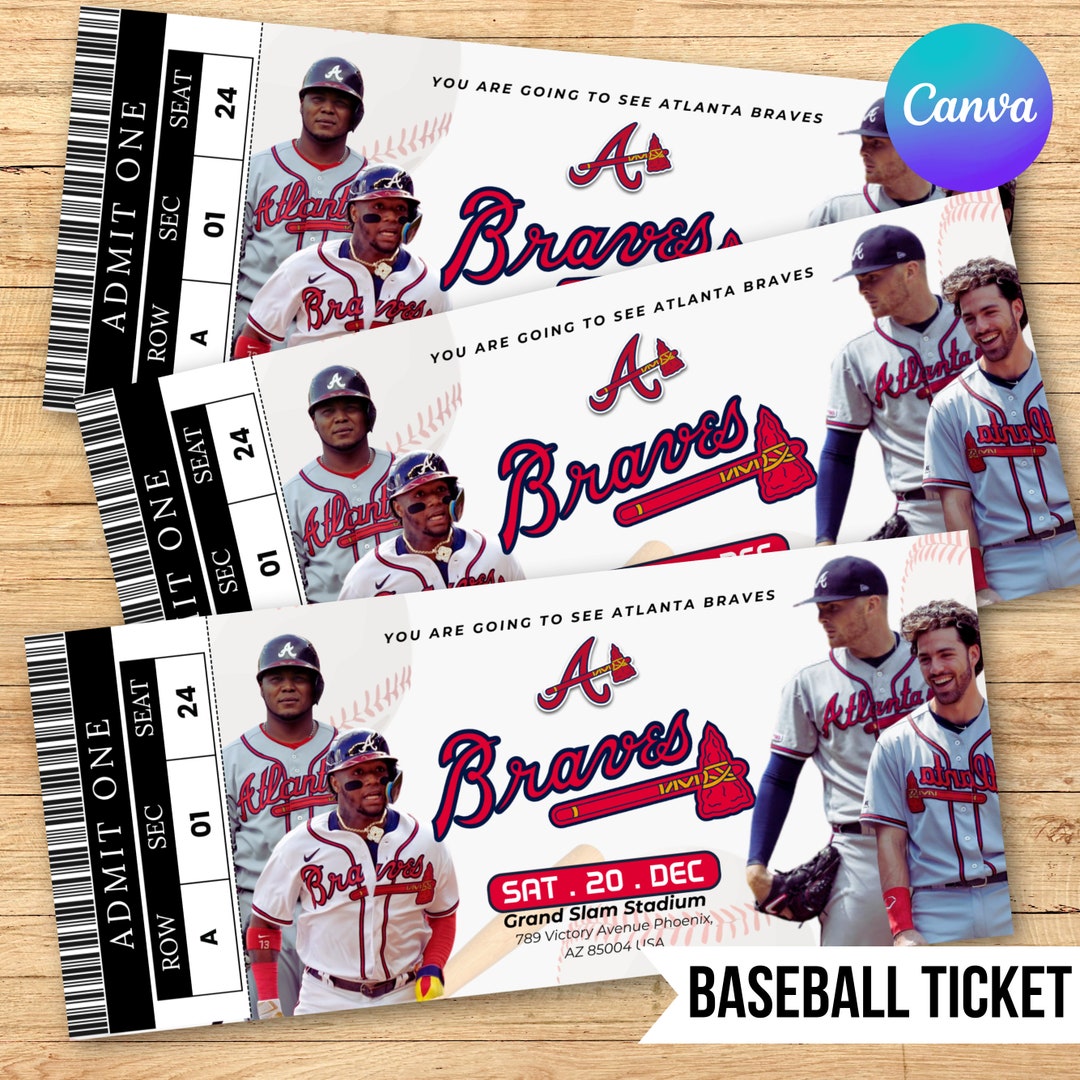 Atlanta Braves Ticket Template, Baseball Invitation, Printable Baseball ...