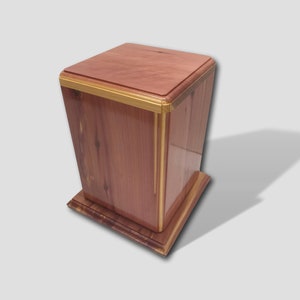 Wooden Aromatic Red Cedar Cube with Base Handmade Burial Cremation Funeral Urn