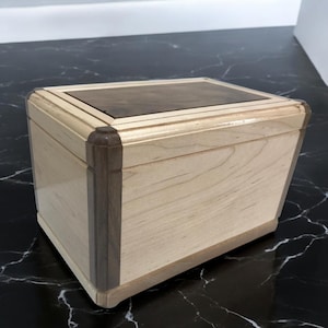 Wooden Cremation Box for Human Ashes Maple Walnut Handmade Urn for Funeral Burial Box Handcrafted in USA Quality Wooden Urn Affordable Urn