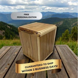 Wooden Cremation Urn | Handmade Cube Urn for Adults | Personalized Wooden Memorial Box | Rustic Burial Urn for Human Ashes Funeral Memorial