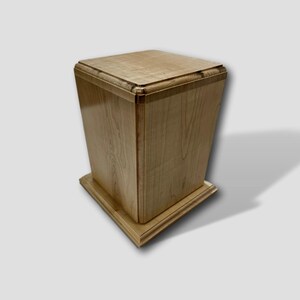 Wooden Cherry Cube with Platform Base Handmade Burial Box Cremation Cube Funeral Urn