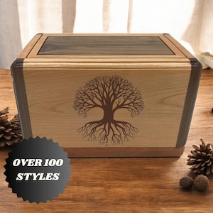 Tree of Life Cremation Urn-Large Adult Memorial Box-Wooden Urn Tree of Life for Human Ashes-Funeral Urn Wooden-Tree of Life Style Options