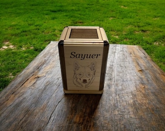 Handcrafted Maple and Walnut Dog Cremation Urn – Custom Pet Memorial