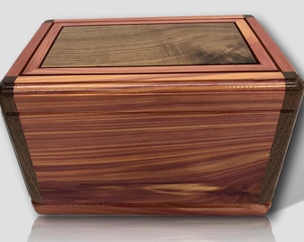 Aromatic Red Cedar Urn Wood Box Walnut Burial Cremation Urn for Ashes Minimalist Urn Funeral Box Wooden Burial Urn Simple Box for Ashes