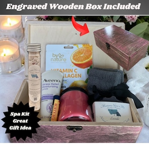 Stress Relief Gift-Gift Box for Women-Care Package for Her-Friend Gift for Her-Mental Health Package for Her-Wooden Gift Box for Her