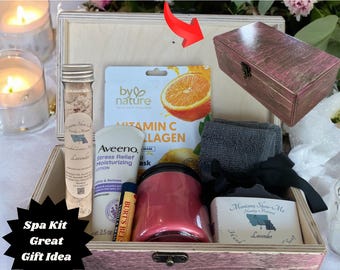 Zelfzorggeschenkdoos voor vrouwen, handgemaakte houten aandenkendoos