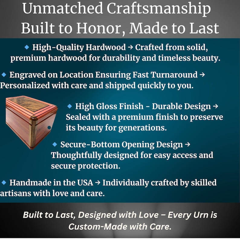 Cherry walnut cremation urn handcrafted funeral wooden urn premium hardwood burial urn wooden cremation box engraved urn urn for adults urn for mom memorial tribute