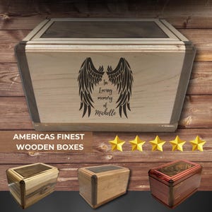 Personalized Angel Wings Cremation Urn-Engraved Memorial Urn-Custom Box for Ashes-Wood Urn for Mom-Angel Urn-Guardian Angel Funeral Urn