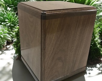 Handmade Walnut Cremation Urn, Modern Burial Box, Made in USA