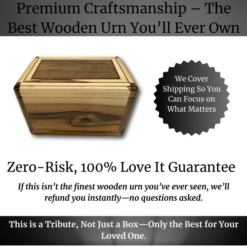 Wooden Cremation Box for Funeral Wood Urn Burial Box Urn for Ashes ...