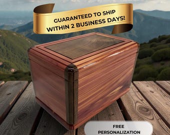 Personalized Wooden Urn for Human Ashes Handmade Walnut Cremation Urn Custom Engraved Memorial Box Adult Funeral Urn Wooden Cremation Box