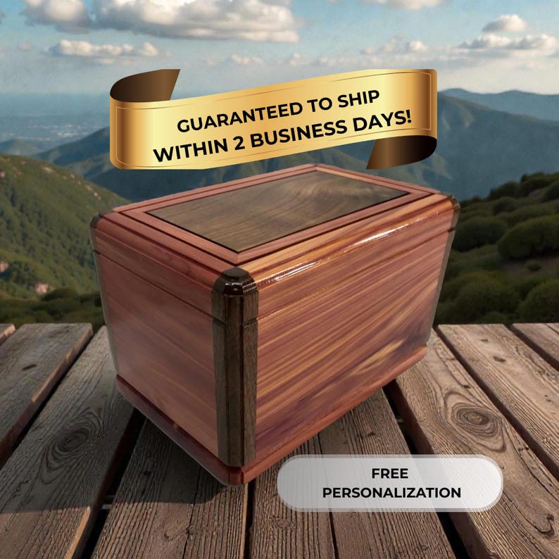 Cedar walnut wooden urn handcrafted wooden cremation box premium hardwood funeral urn engraved urn urn for dad urn for ashes burial urn dignified memorial tribute