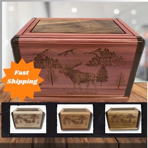 Engraved Riderless Horse Wooden Aromatic Red Cedar Handmade Burial Cremation Funeral Urn
