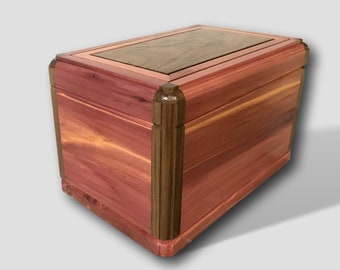 Handmade Cedar Box Wood Urn Burial Box Cremation Funeral Urn for Ashes Cremate Urn Adult Simple Box Wooden Memorial Red Cedar Walnut Urns