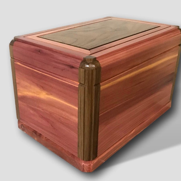 Handmade Cedar Box Wood Urn Burial Box Cremation Funeral Urn for Ashes Cremate Urn Adult Simple Box Wooden Memorial Red Cedar Walnut Urns