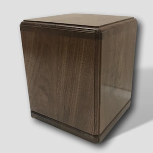 Black Walnut Wooden Cube Handmade Burial Cremation Funeral Urn