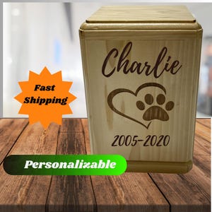 Personalized Pet Memorial Urn for Dog-Pet Cremation Urn Box for Dog Ashes-Wooden Pet Memorial Box for Pet Ashes-Custom Pet Urn for Dogs