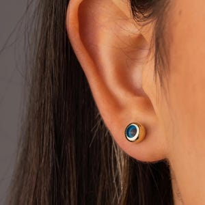 14k Solid Gold Mini Evil Eye Earrings, Lucky Eye Studs, Evil Eye Earrings, Small Stud Earrings, Best Gift Her