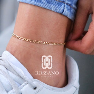 14K Gold Figaro Chain Anklet, 14K Gold Chain, Real Gold Chain, 2mm 3mm 4mm 5mm Figaro Chain Anklet, Genuine 14K Gold Chain Ankle Bracelet