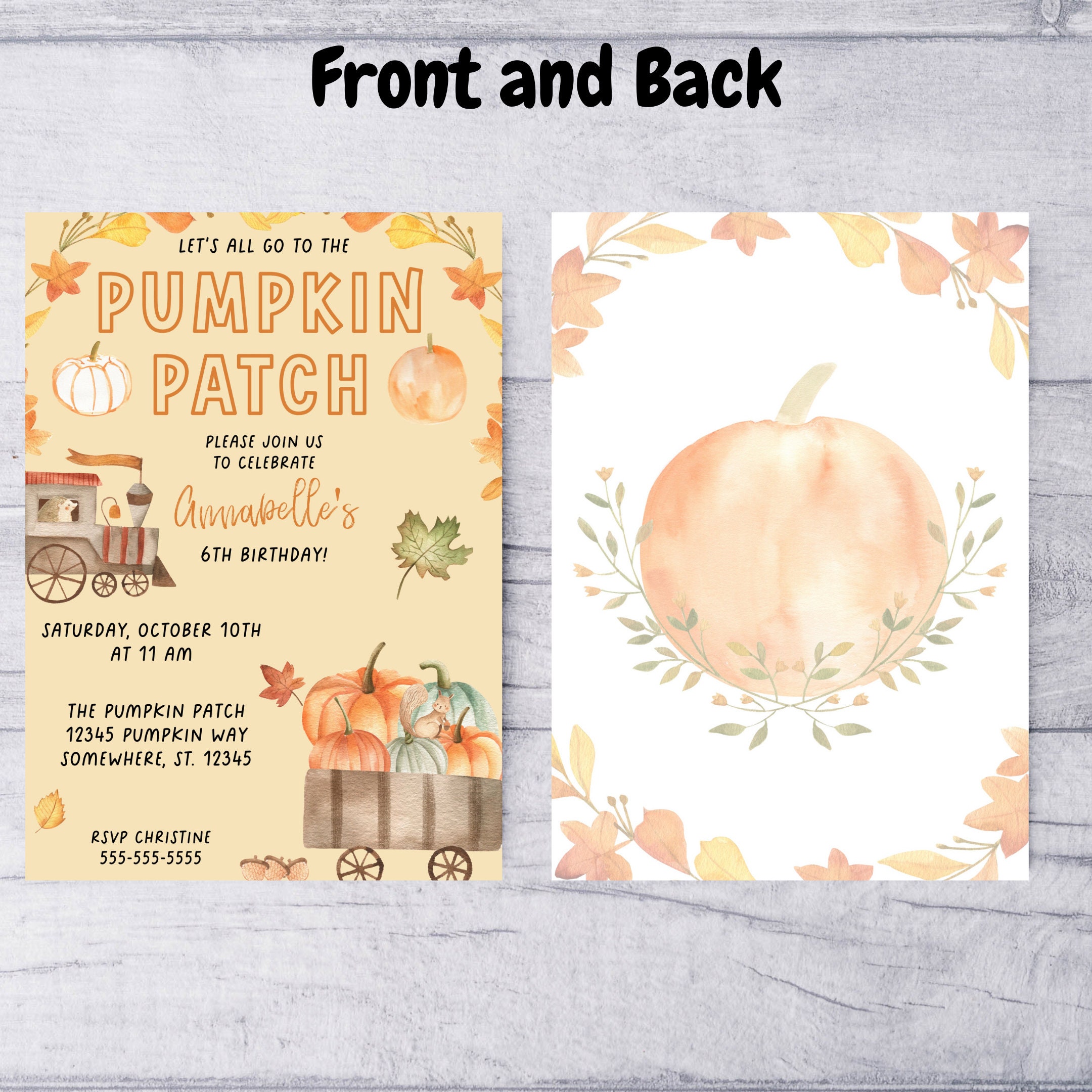 Pumpkin Patch Birthday Party Editable Invitation Digital Download - Etsy
