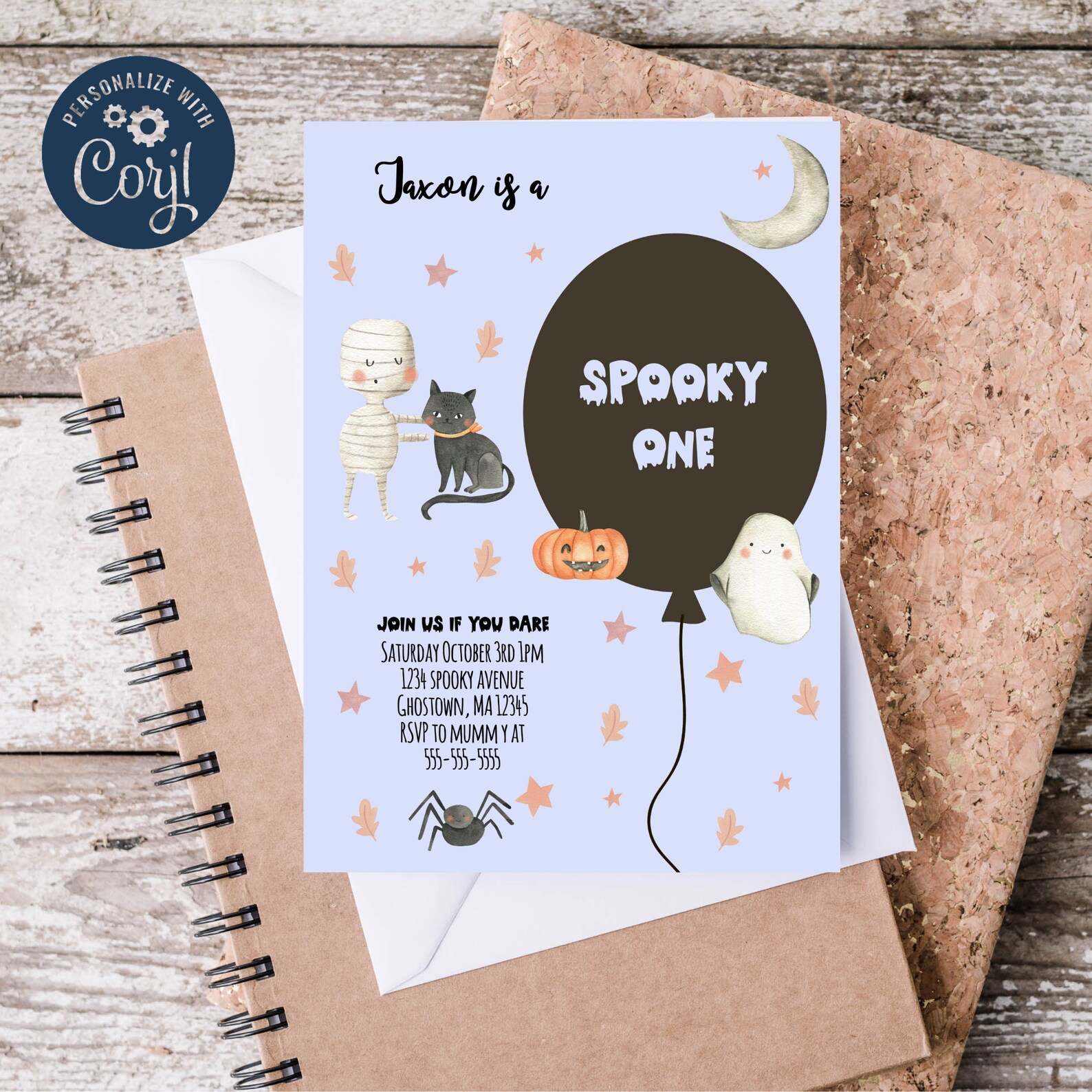 Spooky One Editable Birthday Invitation Blue Halloween - Etsy