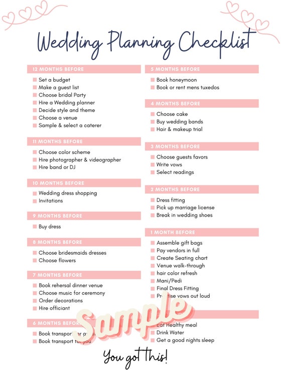 Wedding Registry Checklist Wedding Planning Printable Instant