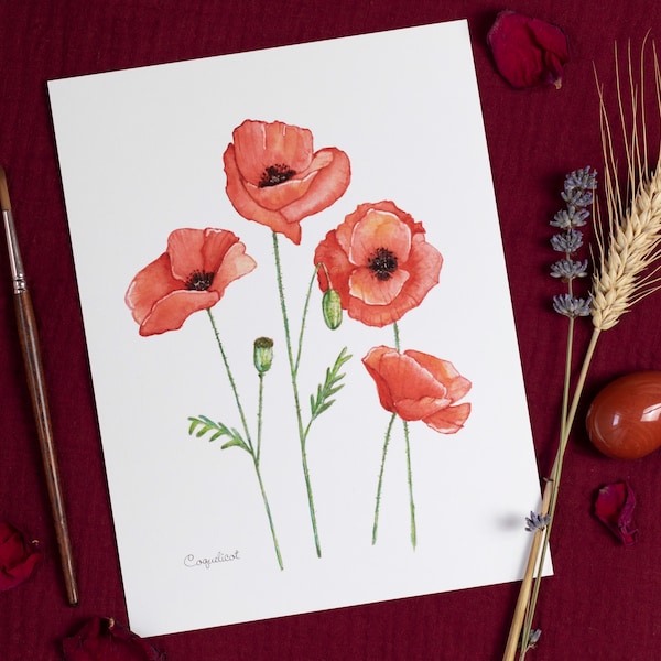 Fleur totem COQUELICOT 18x24 cm