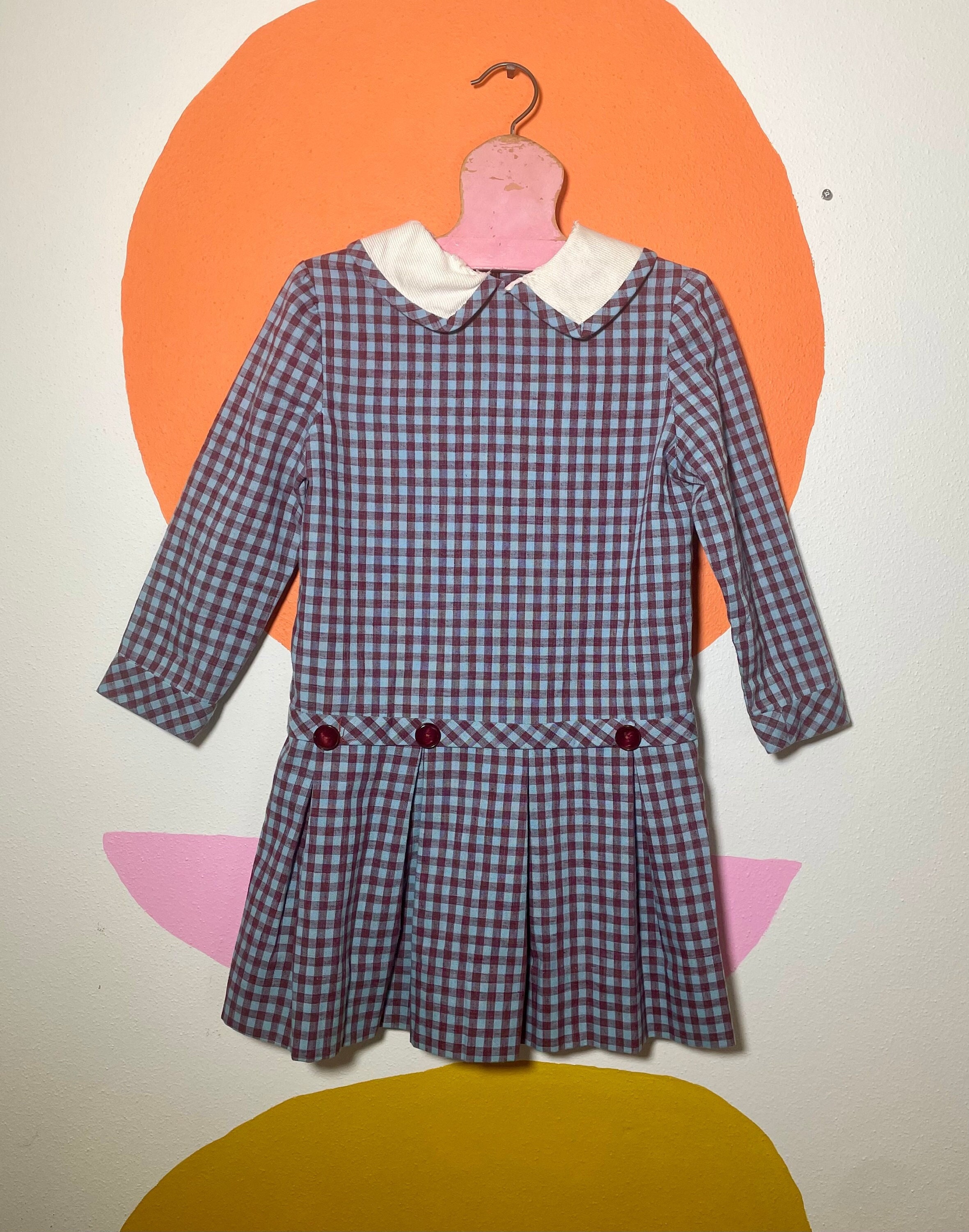 1950s Girls 5/6T Gingham Drop Waist Dress - Etsy