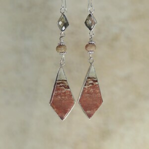 Handgemachte Ohrhänger aus 925er Sterling Silber mit Rauchquarz und Achat Blutstein