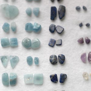 Crystal Post Earrings | Natural Gemstone Earrings for Bridal Party in Different Colors | Colorful Mismatched Earring Sets for Bridesmaids