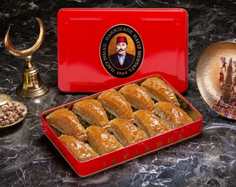 Baklava, Pistachio Carrot Slice Baklava (Tin Box), Hafiz Mustafa 1864 Istanbul, Daily and Freshly Made Sweet, Treat