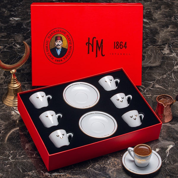 Kaffeeset, HM 1864 Porzellan-Kaffeeset, Hafiz Mustafa 1864 Istanbul, Türkei, Geschenk für Liebe, Kaffee- & Teeliebhaber, türkischer Kaffee