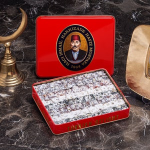 Double Roasted Pistachio Mixed Turkish Delight in Metal Tin Box, Delight Mixed Gift Box, Hafiz Mustafa 1864 Istanbul image 1