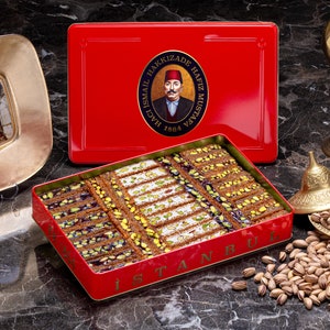 Turkish Delight, Ottoman Kadaif (Metal - Tin Box), Hafiz Mustafa 1864 Istanbul, Freshly Made Sweet, Treat, Dessert