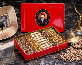 Turkish Delight, Ottoman Kadaif (Metal - Tin Box), Hafiz Mustafa 1864 Istanbul, Freshly Made Sweet, Treat, Dessert