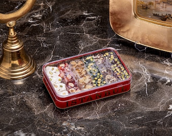 Turkish Delight, Mixed Turkish Delight, (Cyrstal - Tin Box 500gr), Hafiz Mustafa 1864 Istanbul, Freshly Made Sweet, Treat, Dessert