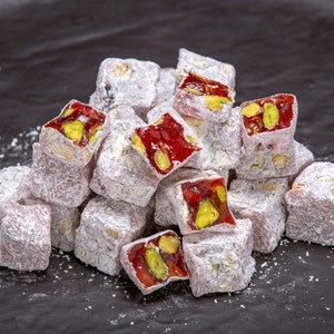 Double Roasted Delight of dubbele pistache rozenblaadjes Delight (1 kg of 2 kg in kartonnen doos), Hafiz Mustafa 1864 Istanbul, vers, zoet