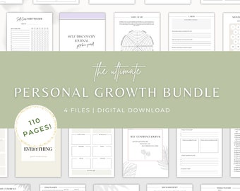 Personal Growth Bundle, Self Growth Journal, Self Improvement Workbook, Printables, Workbook, Guide, Planner, Journal, Digital Download, PDF