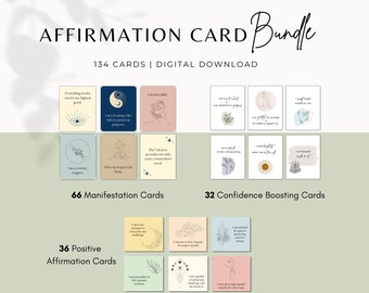 134 Affirmation Cards Printable Bundle, Self-Confidence, Manifestation (PDF)